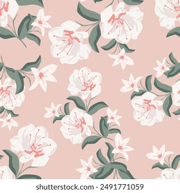 textile design art,red orange flowers grey leaves abstract watercolors effect botanic pattern allover repeats seamless colors,fabric cloth wrapper print,summer