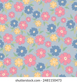 Textile Design-Kunst, kleine abstrakte Blüten Blätter botanische Muster Allover Wiederholt nahtlose Pastellfarbe, Stoff Wrapper Print, Frühling Sommer