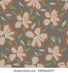 textile design art,small brown beige grey flowers leaves abstract effect botanic pattern allover repeats seamless nature colors,fabric cloth wrapper print ,spring summer