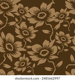 textile design art,small brown beige grey flowers leaves abstract effect botanic pattern allover repeats seamless nature colors,fabric cloth wrapper print ,spring summer