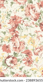 textile design with beautiful abstract flowers pattern image