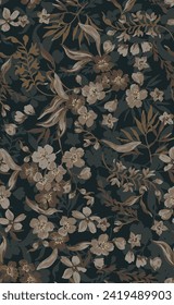 textile design with beautiful abstract flowers pattern image