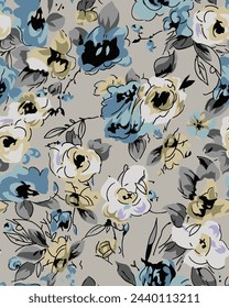 textile design with beautiful abstract flowers pattern image