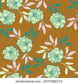 textile design with beautiful abstract flowers pattern image