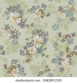 textile design with beautiful abstract flowers pattern image