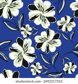 textile design with beautiful abstract flowers pattern image