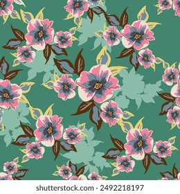 textile design with beautiful abstract flowers pattern image