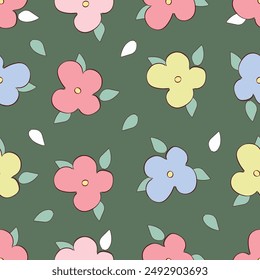 textile design with beautiful abstract flowers pattern image