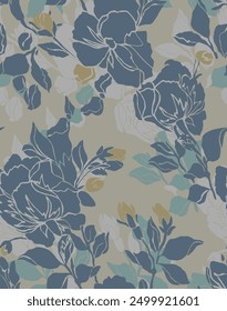 textile design with beautiful abstract flowers pattern image