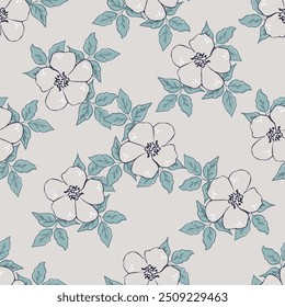 textile design with beautiful abstract flowers pattern image