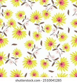 textile design with beautiful abstract flowers pattern image