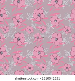 textile design with beautiful abstract flowers pattern image