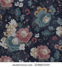 textile design with beautiful abstract flowers pattern image
