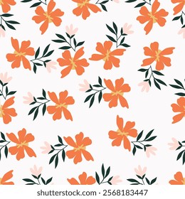 textile design with beautiful abstract flowers pattern image