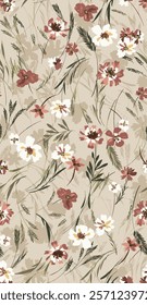 textile design with beautiful abstract flowers pattern image