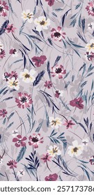 textile design with beautiful abstract flowers pattern image
