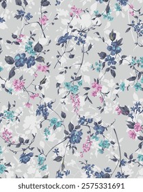 textile design with beautiful abstract flowers pattern image