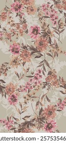 textile design with beautiful abstract flowers pattern image