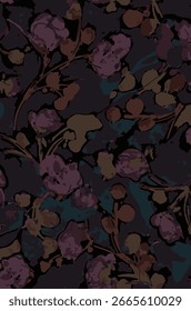 Diseño textil con hermoso patrón de flores abstractas 