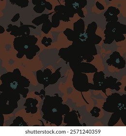 textile design with beautiful abstract silhouette  flowers pattern image