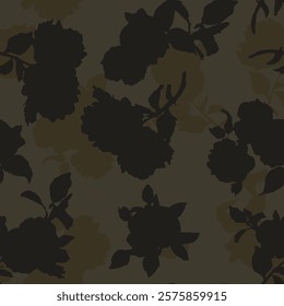 textile design with beautiful abstract silhouette flowers pattern image