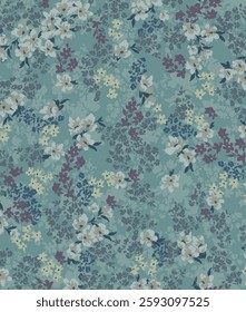 textile design with beautiful abstract small flowers pattern