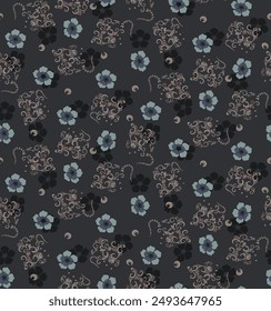 textile design with beautiful decoration flowers pattern image