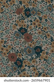 design têxtil com belo padrão de flores abstratas decorativas