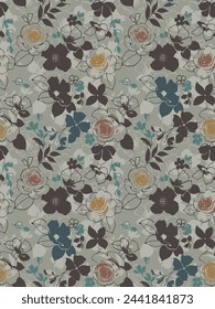 textile design with beautiful decorative flowers pattern image