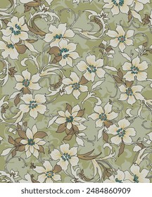 textile design with beautiful decorative flowers pattern image