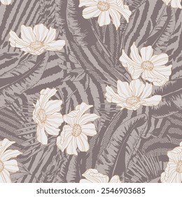 textile design with beautiful decorative flowers pattern image