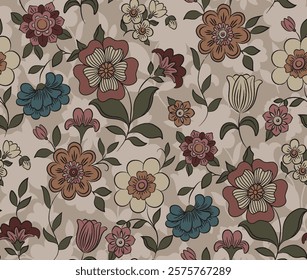 textile design with beautiful decorative flowers pattern image