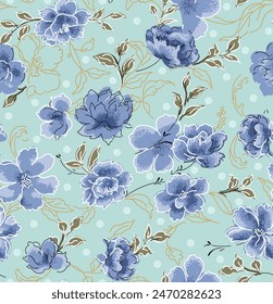 textile design with beautiful flowers pattern image            