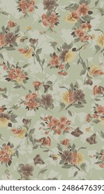 textile design with beautiful flowers pattern image
