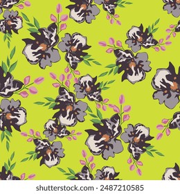 textile design with beautiful flowers pattern image