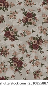 Diseño textil con hermosas flores patrón Imagen