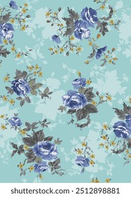 textile design with beautiful  flowers pattern image