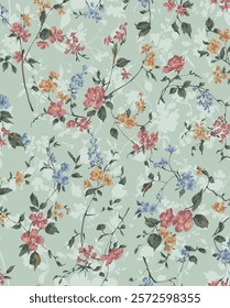 textile design with beautiful flowers pattern image