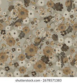 Diseño textil con hermosas flores patrón Imagen
