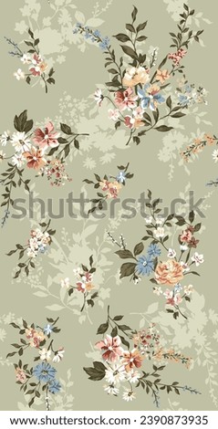 textile design with beautiful flowers pattern image