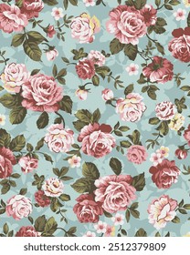 textile design with beautiful rose flowers pattern image