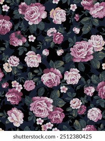 textile design with beautiful rose flowers pattern image