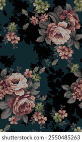 Diseño textil con hermosas flores de rosa patrón de Imagen