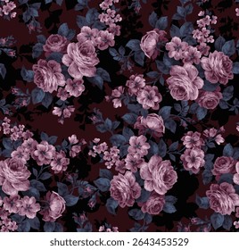 textile design with beautiful rose flowers pattern image