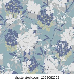 textile design with beautiful silhouette floral pattern image