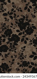 textile design with beautiful silhouette flowers pattern image