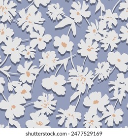 textile design with beautiful silhouette flowers pattern image
