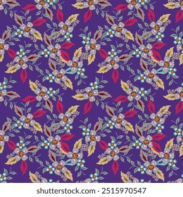 textile design with beautiful silhouette flowers pattern image