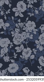 textile design with beautiful silhouette flowers pattern image