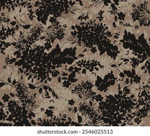 Diseño textil con hermosa silueta Imagen de patrón de flores